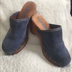 Like new, Vintage Blue suede studded clogs.